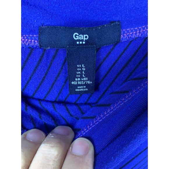 GAP Indigo Blue Fold Over Diagonal Stripe A-Line Maxi Skirt - Size L - Picture 4 of 4